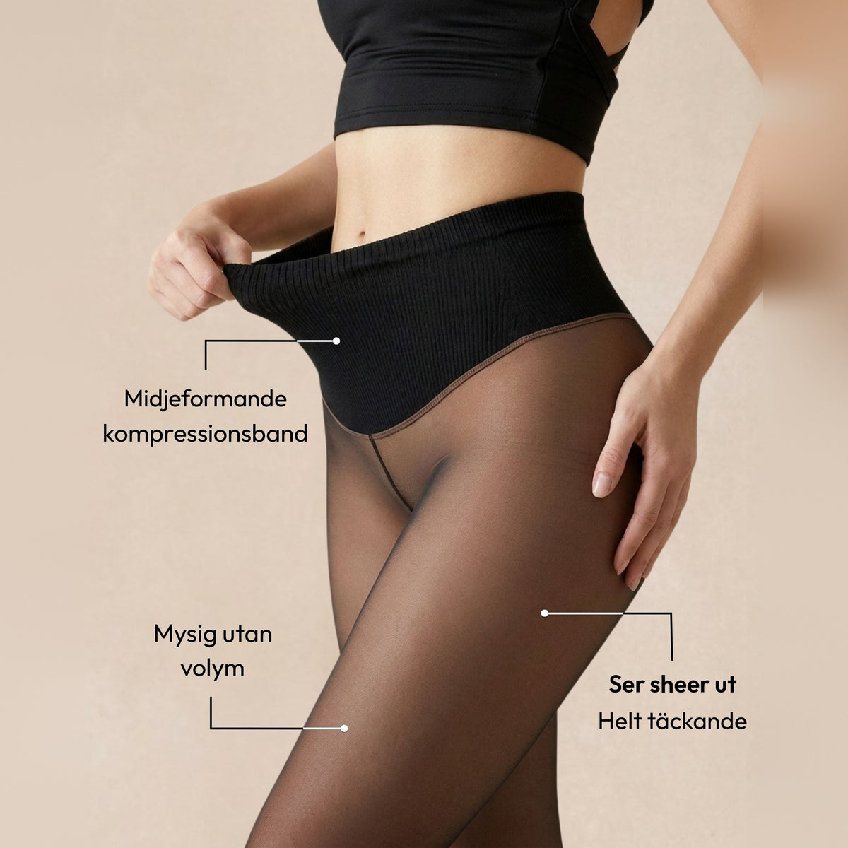 Nudia Sheer Illusion fleecefodrade tights